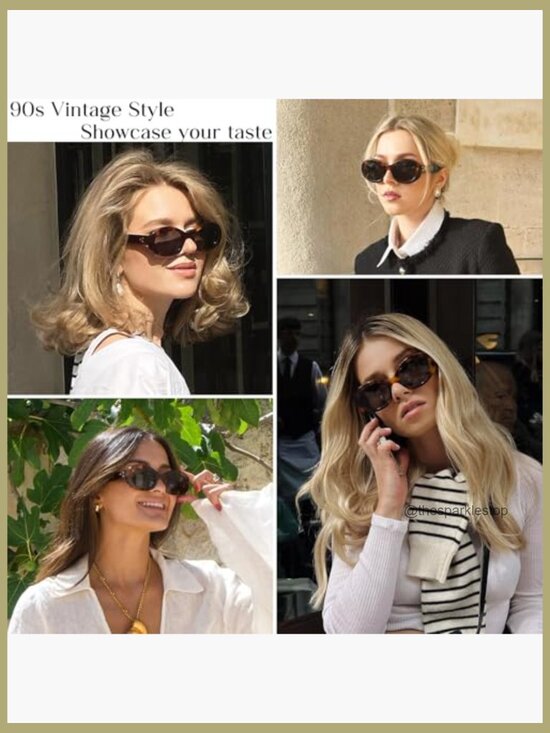 Oval Retro Sunglasses with Chunky Plastic Frames and UV400 Protection main image 2
